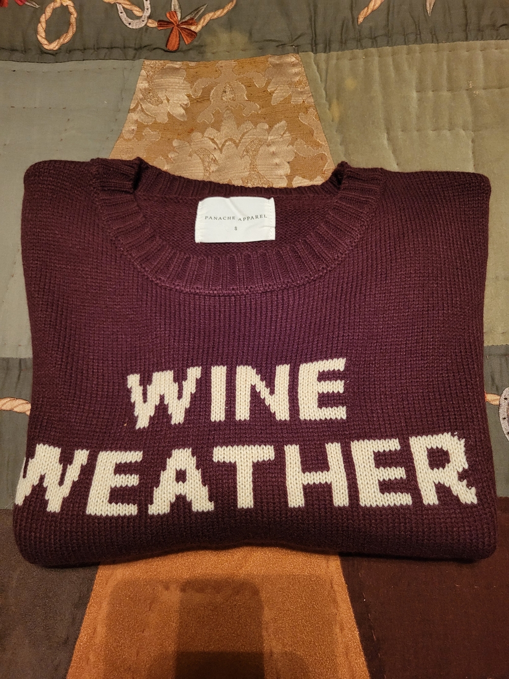 Wine Crewneck Sweater – 'Wine' Lettering